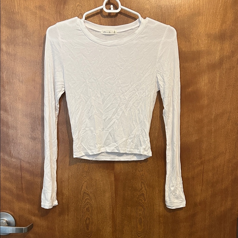Thin White Long Sleeve Crop Top